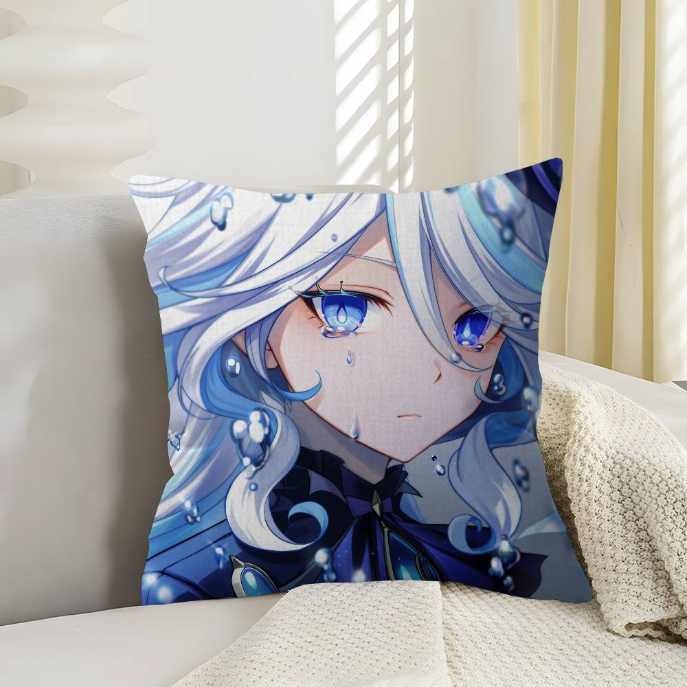 Anime Game Genshin Impact Furina Cushion Cover Inches Farmhouse Decor Home Throw Pillow Covers for Couch Decorations