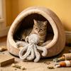 Rabbit Fur Octopus Cat Teaser Toy: Interactive Wand Replaceable for Hunting Play, Energy-Burning & Boredom Relief for Kittens