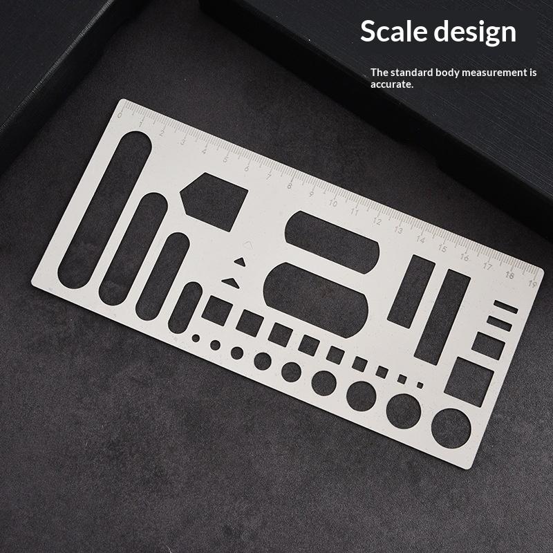 

Geometric Ruler Pattern Planner Steel Ruler Multifunctional Hollow-Out Stainless Steel Metal Drawing & Doodling Ruler For Daily 19×9cm