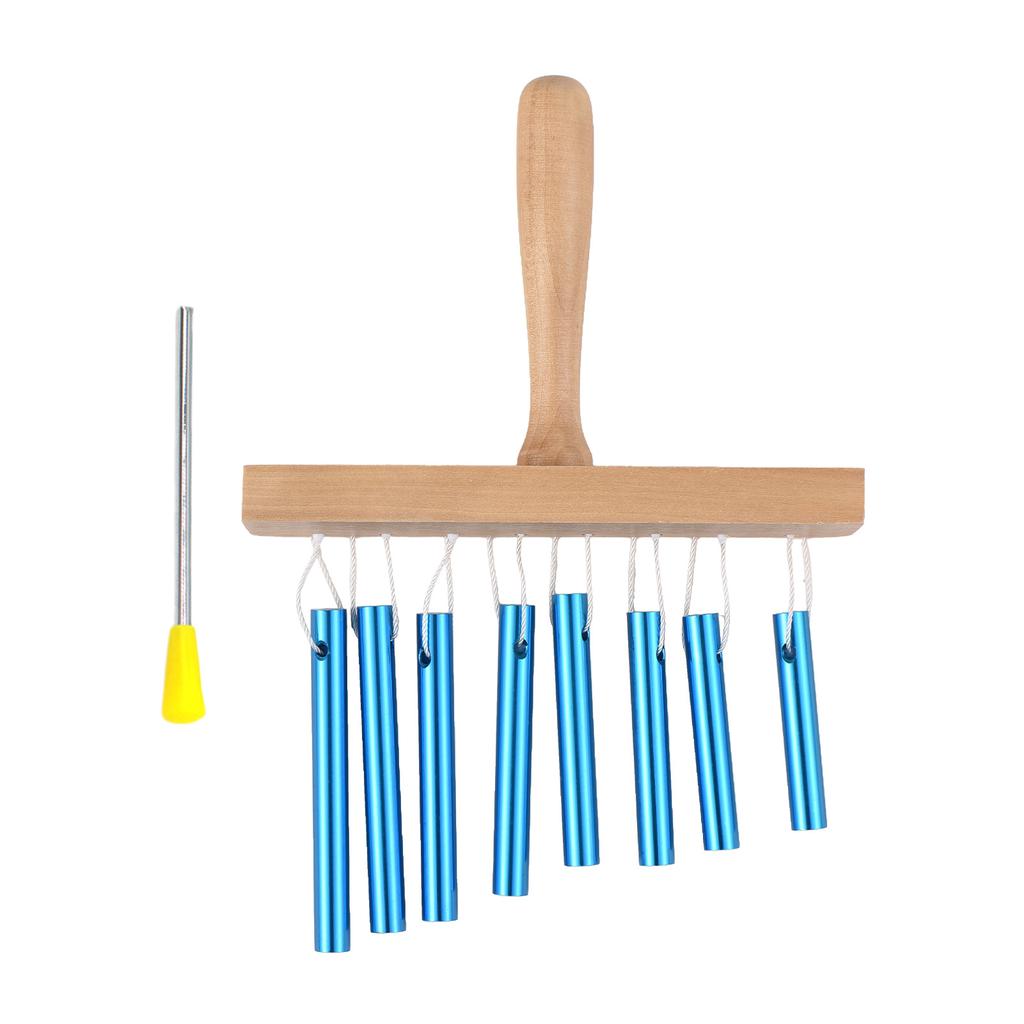 Bar Chimes 8 Tone Hand Bells with Knock Stick Birch Wood Solid Aluminum Tube Windchime Chimes Bells