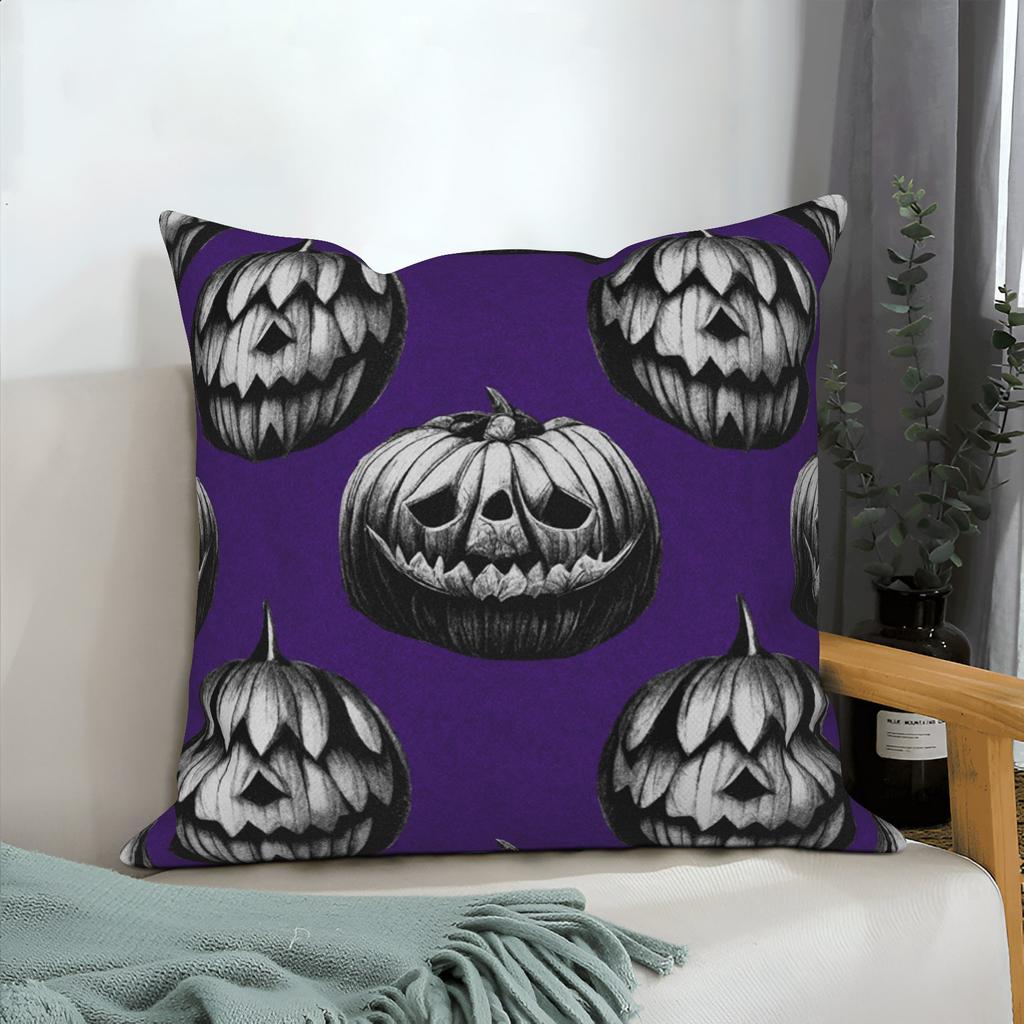 Halloween Throw Pillow Covers Pumpkin Ghost Witchy Linen Sofa Bed Pillowcase Square Cushion Cover Spooky Halloween Party Decor