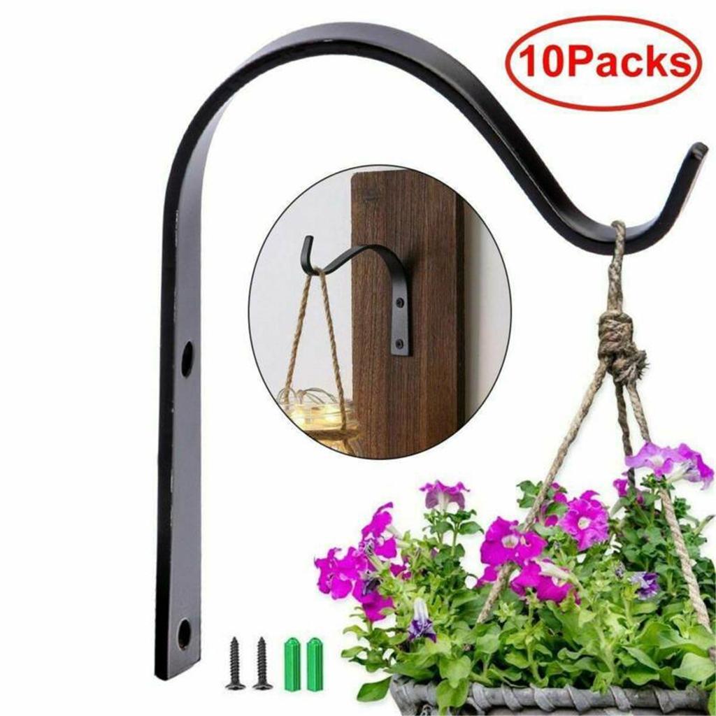 1PCS Garden Hanging Wall Brackets Outdoor Basket Flower Plant Pot Hanger Metal Hook Decor