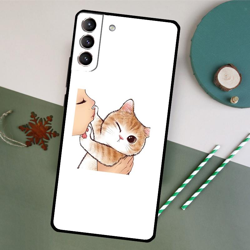 

Чехол-накладка с рисунком милого котенка с поцелуем для Samsung Galaxy S26 S25 Ultra S20 S21 S22 S23 S24 S10 Plus S25 FE Galaxy S25Ultra