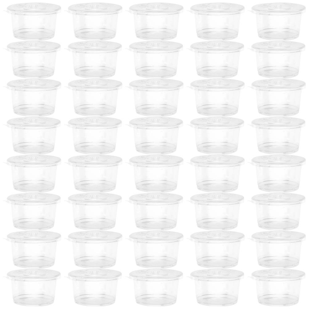 50 Pcs Dessert Cup Disposable Pudding Yogurt Container Ice Cream with Lid Plastic Cups