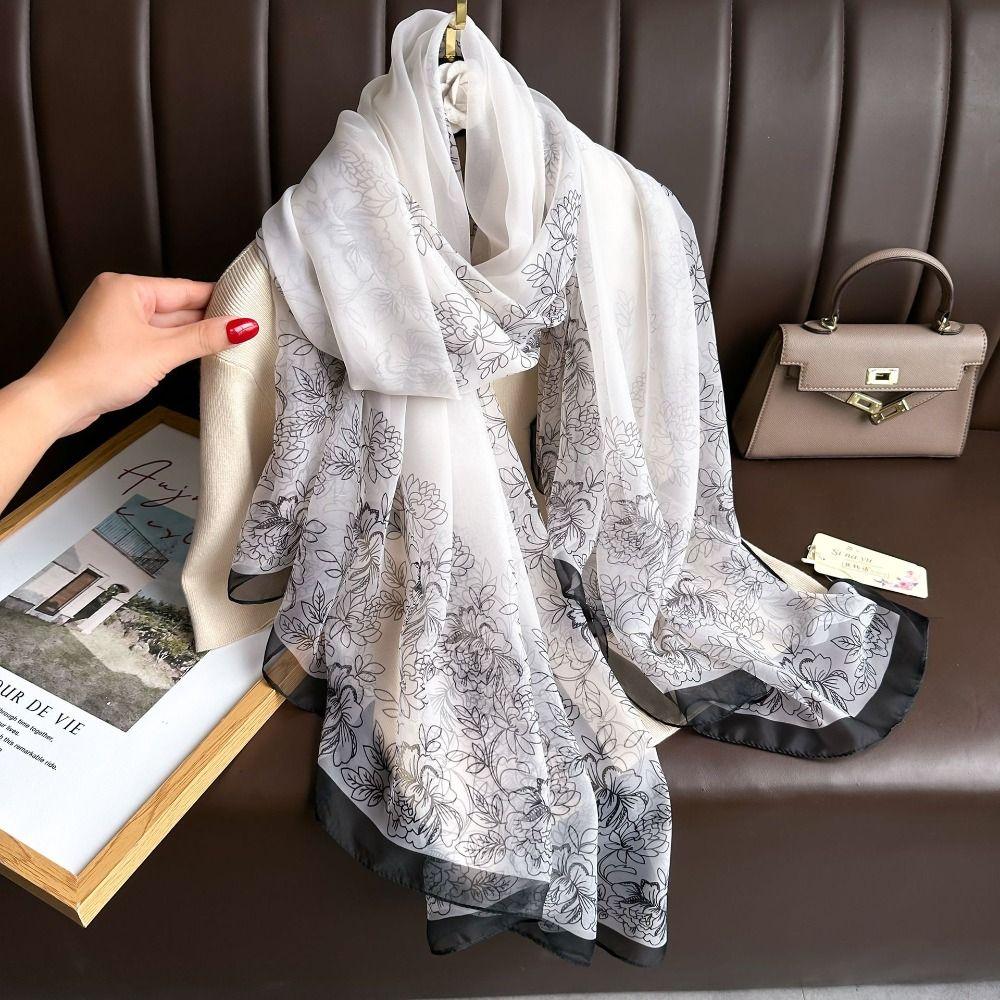 

Elegant Luxury Silk Scarf Luxury Thin Silk Scarf Fashion Women Hijab Shawls Beach Style16