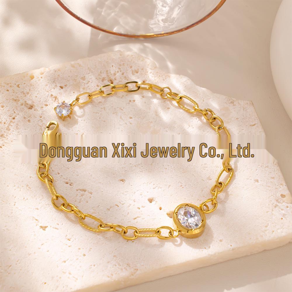 18K Gold-Plated Titanium Steel Zirconia Diamond Adjustable Women s Bracelet