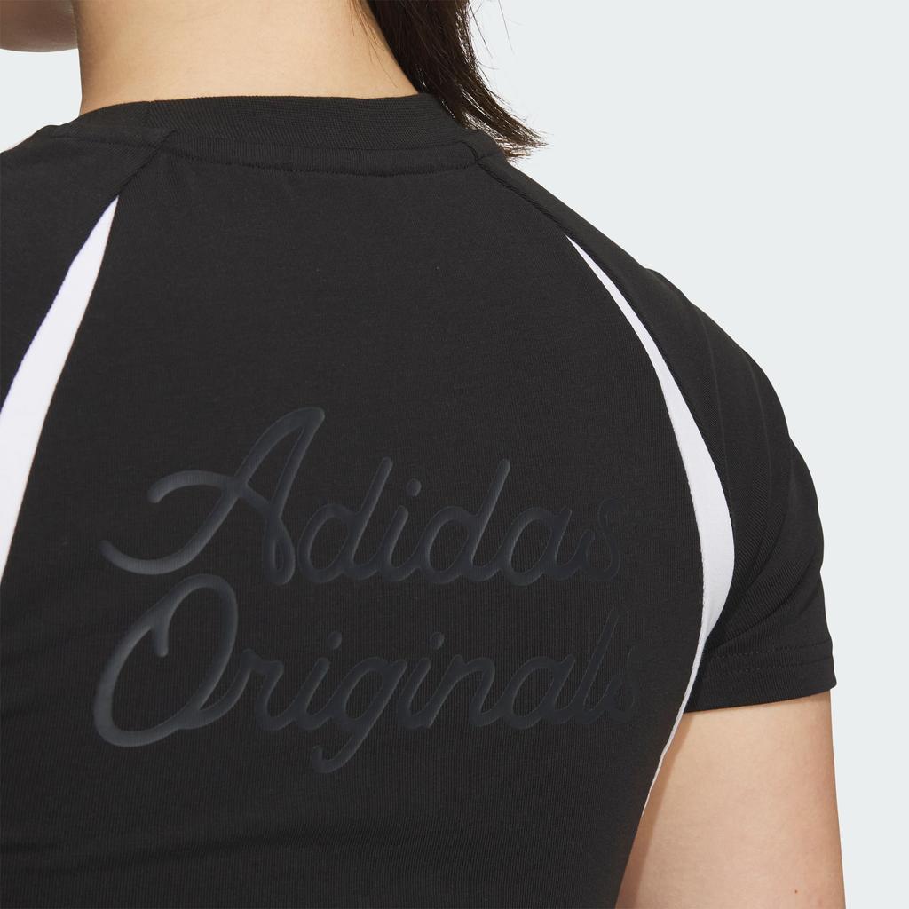 Adidas Originály Ss24 Žerzejové šaty s krátkým rukávem Pruhovaný barevný blok Sportovní Slim střih Dámské šaty Černé JD1135
