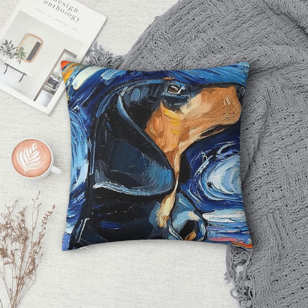 Dachshund Dog Starry Night Pillowcase Polyester Cushion Cover Decorative Wiener Sausage Doxie Pillow Case Cover Home