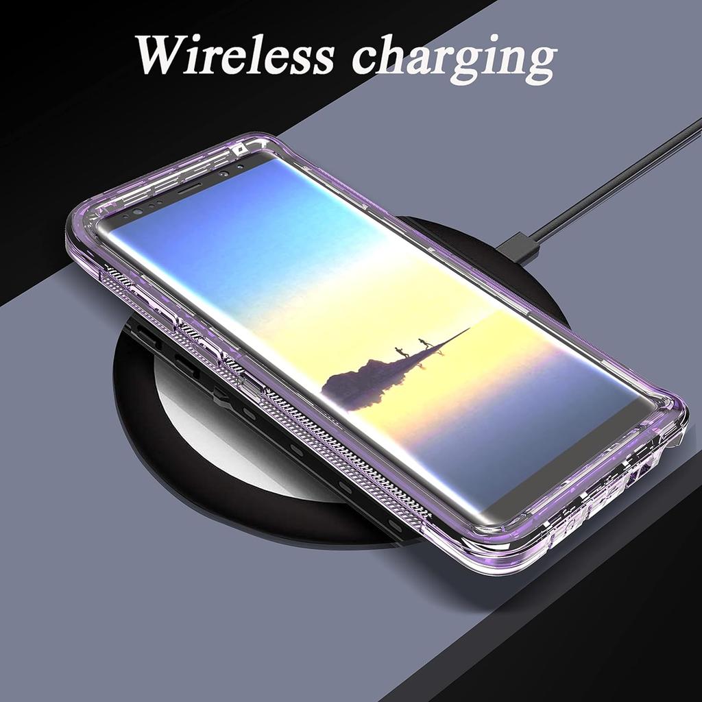 YmhxcY Case Compatible with Galaxy Note 8,Drop 3 Layer Durable Cover (No Screen Protector) Solid Rubber Case / 16ft Test Clear Case-Transparent
