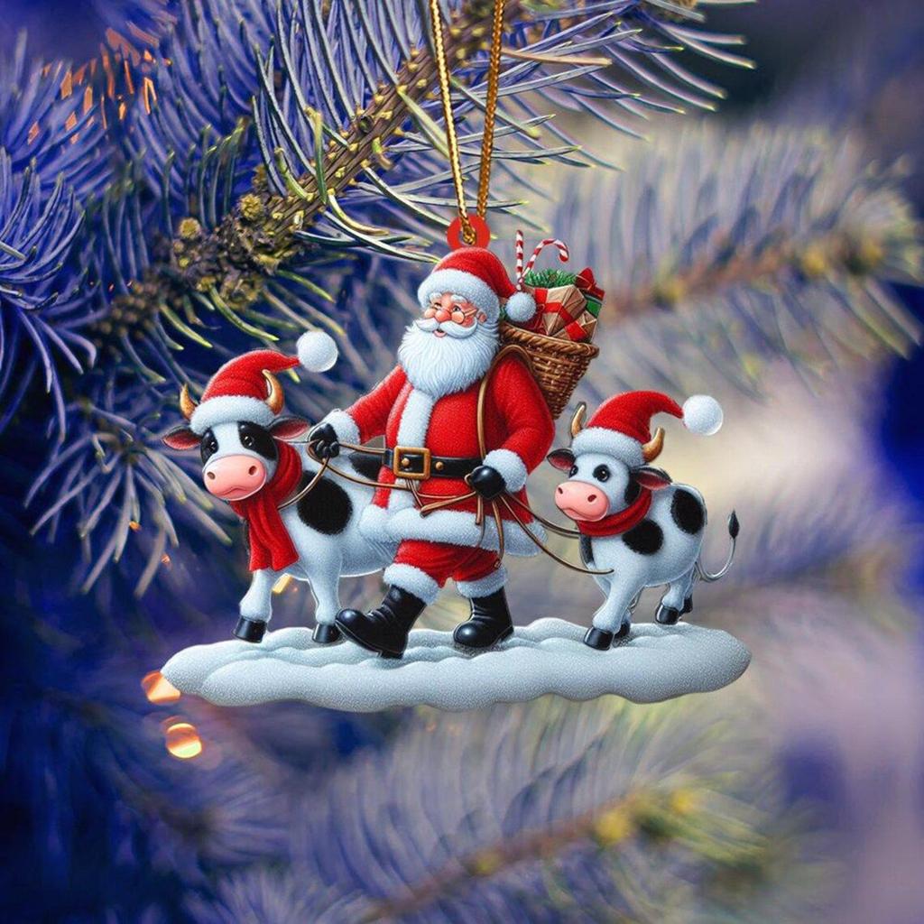 Acrylic Animal World Christmas Day Party Pendant Christmas Tree Decoration Flat Pendant