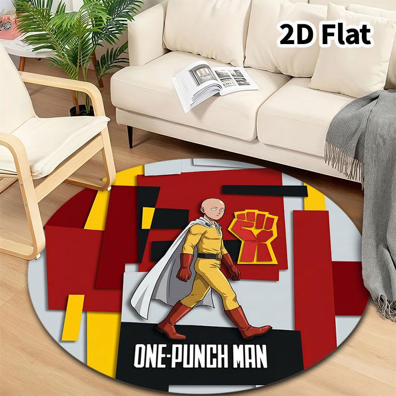 Onepunch Man Runder Teppich Teppich für Wohnzimmer Schlafzimmer Sofa Spielzimmer Dekor Rutschfeste Bodenmatte
