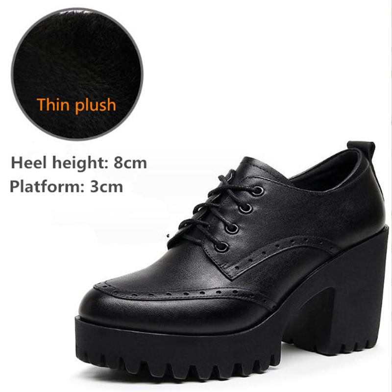 New Women Pumps Shoes Size 32-43 Deep Mouth  Women Oxfords Fall Winter Plush Thick High Heel Shoes Platform Pumps Office