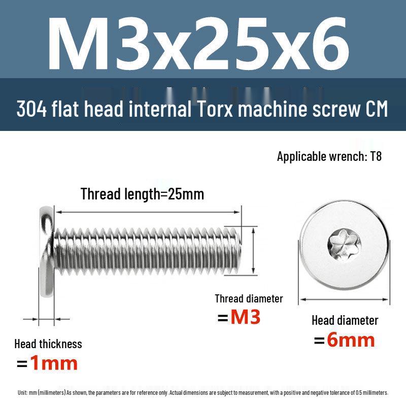 Yigu 304 Stainless Steel Thin Flat Head Torx Screw M2-M8 for Computer Machines