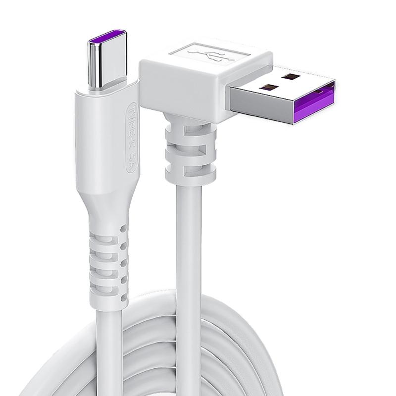 

90 Degree Right Angle USB to Type C Data Cable Cord Support 5A Fast Charging 480Mbps Transmission Speed for Phones