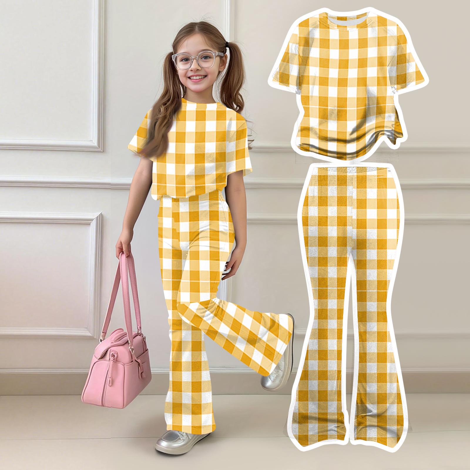

Children s Casual Short-sleeved Printed Short-sleeved Shirt And Pants Two-piece Set 120 жёлтый