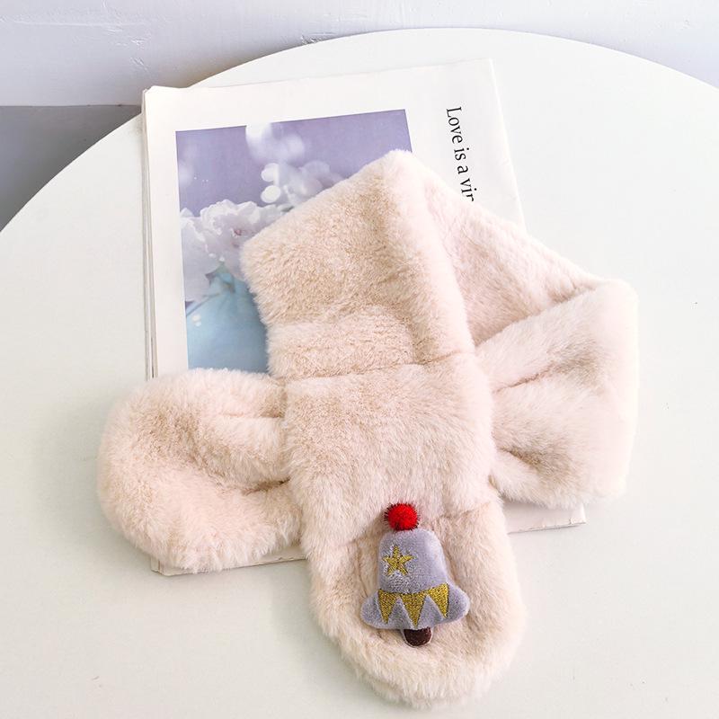 Korean Style Christmas Plush Scarf for Kids, Ages 1-6 – Warm & Trendy Cartoon Design for Boys & Girls