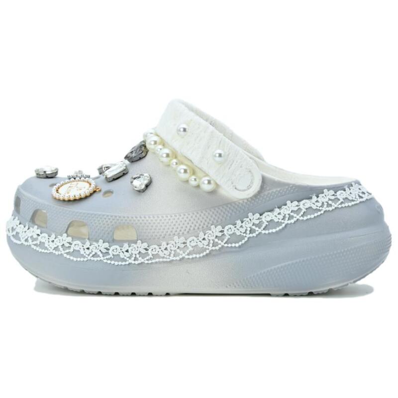 Crocs Crush Clog Silber Barock Exquisite Ästhetik Lochschuhe Gleich für Männer und Frauen Premium Grau