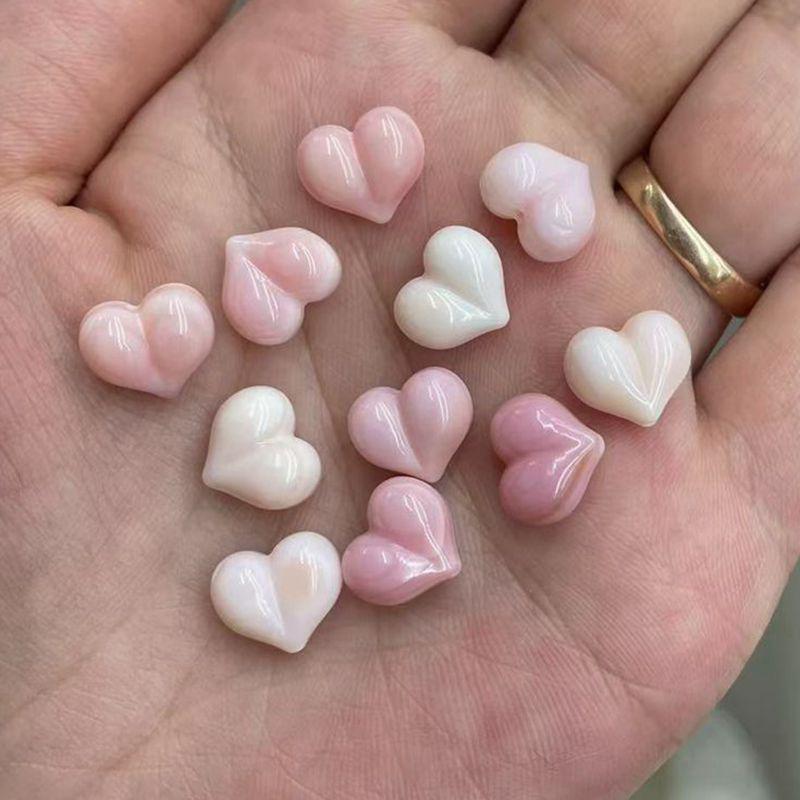 Natural Queen Conch Heart Peach Turbo Snail DIY Craft: Bracelet, Necklace, Pendant, Phone Charm, Bag Charm, Earrings Approx. 10mm