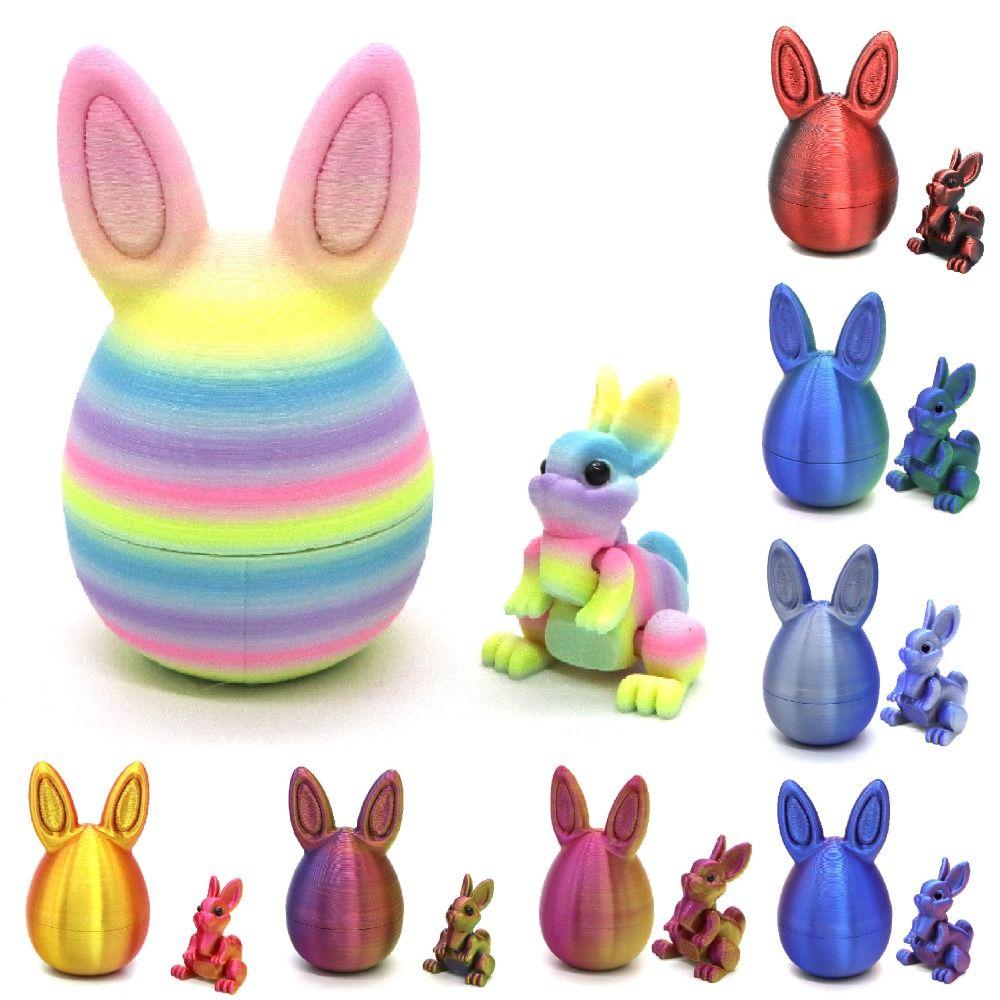 Creative 3D Printed Rabbit Egg Cute PLA Mini Bunny Surprise Egg Lifelike Joint Movable Easter Decoration Easter Decoration