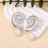 Vintage Vintage Medieval Beach Imitation Pearl A variety of unique conch shapes, beach vacation style stud earrings