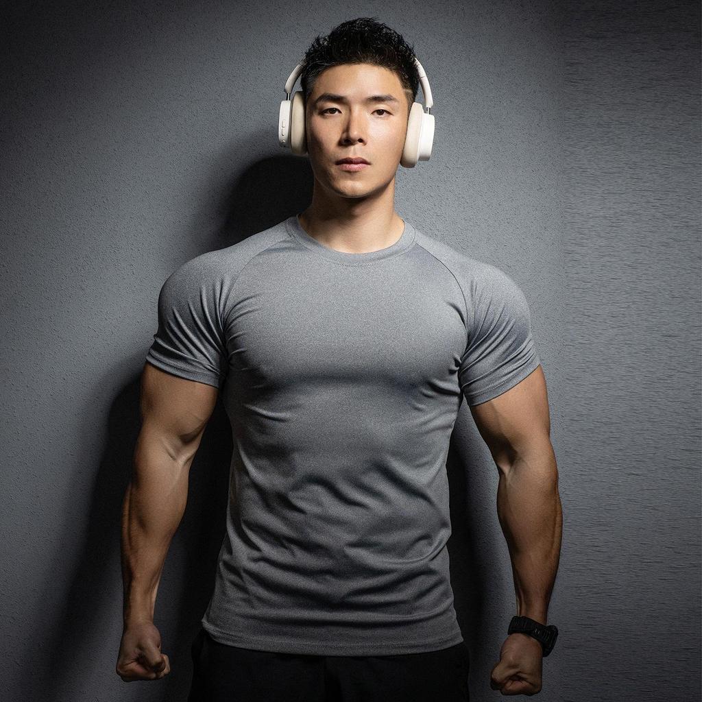 Heren Sneldrogend T-shirt met Korte Mouwen en Stretch voor Gym en Hardlopen