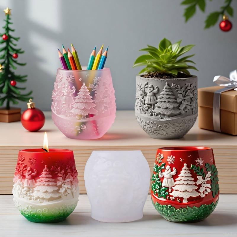 Christmas Tree Silicone Mold Suitable for Resin Crafts Embossed Planter Jewelry Making Multipurpose Holiday Decoration