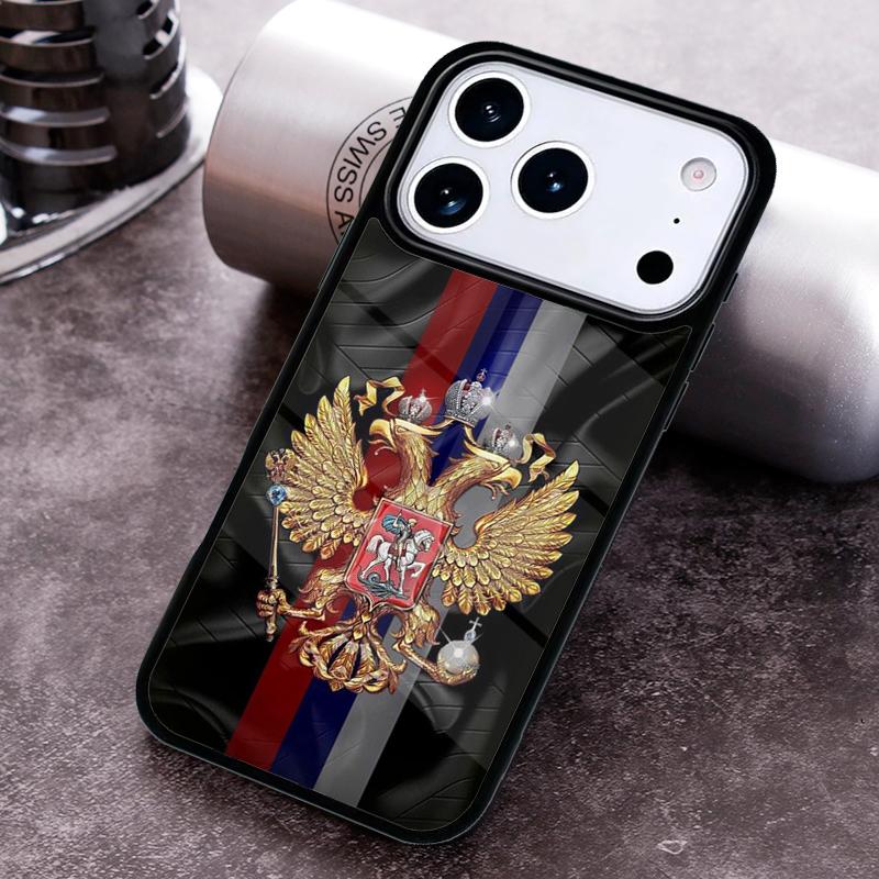 Russian coat of arms Flag Phone Case for iPhone 17 16 15 Pro Max Air 14 13 12 11 Plus Shockproof Capa Cover