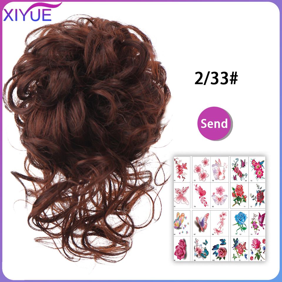 Kudrnaté donutové drdolové příčesky Syntetické ombre elastické updo drdoly Nadýchané rozcuchané rozcuchané drdoly do vlasů pro ženy sponky do vlasů hnědé