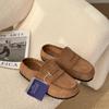 Vintage Thi Bot Cork Sole Women Shoes Leather Slippers Outdoor Casual Shoes Woman Mules Flat Heel Footwear Shoes for Women