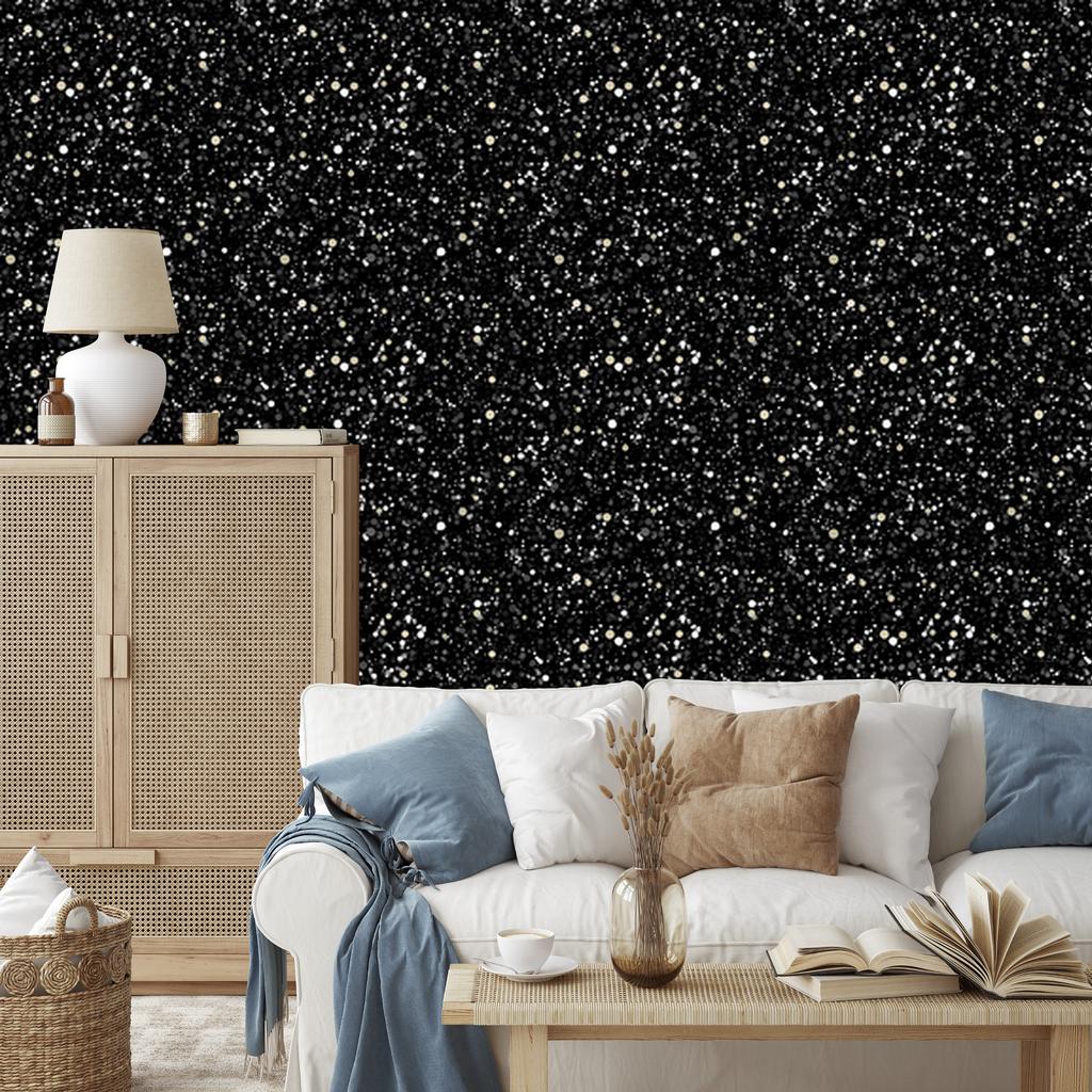 Black glitter wallpaper black, graphite, brown and gray 50x1000