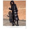 Women's Black Shiny Long Down Cotton Coat, Korean Style Thermal Insulated Slim Fit Winter Jacket, Instagram Trendy Plus Size Parka for Cold Weather