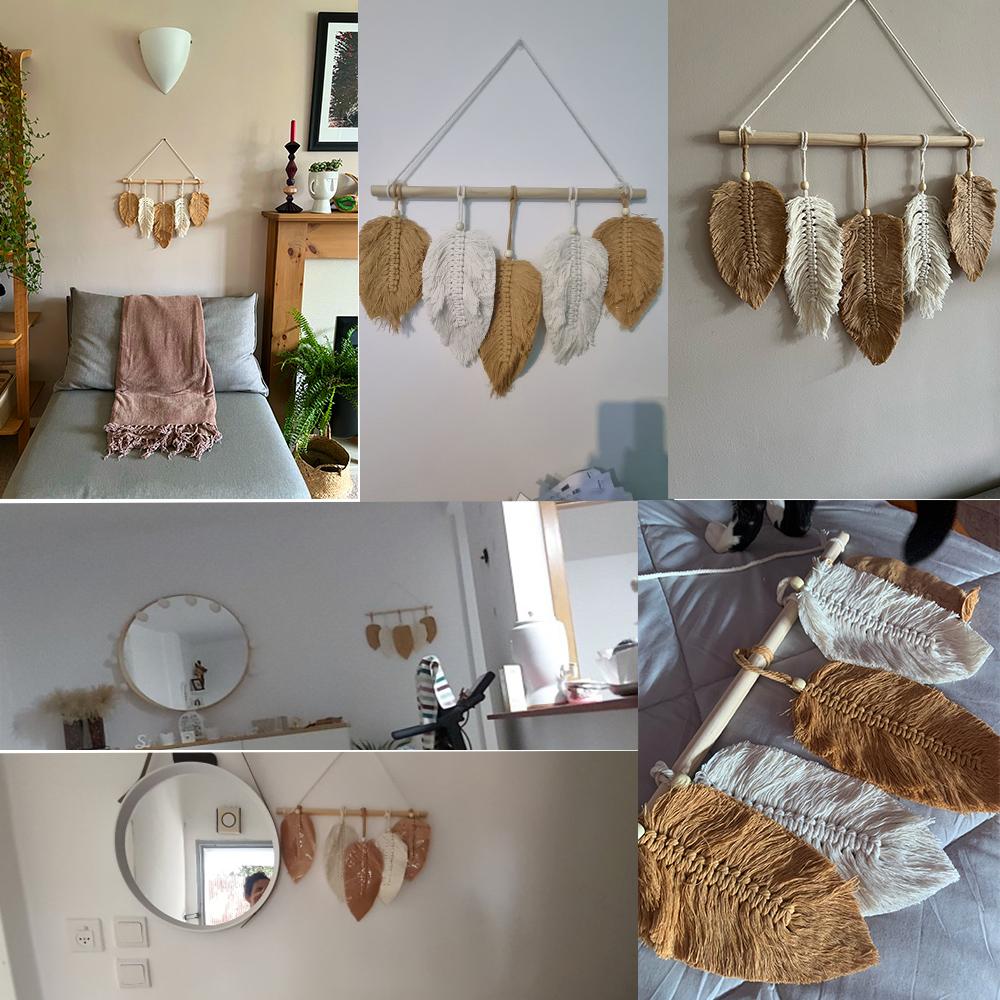 Blatt Makramee Wandbehang Boho Zimmer Home Decor Gewebter ästhetischer Wandteppich Home Wohnzimmer Hochzeitsdekoration Geschenk