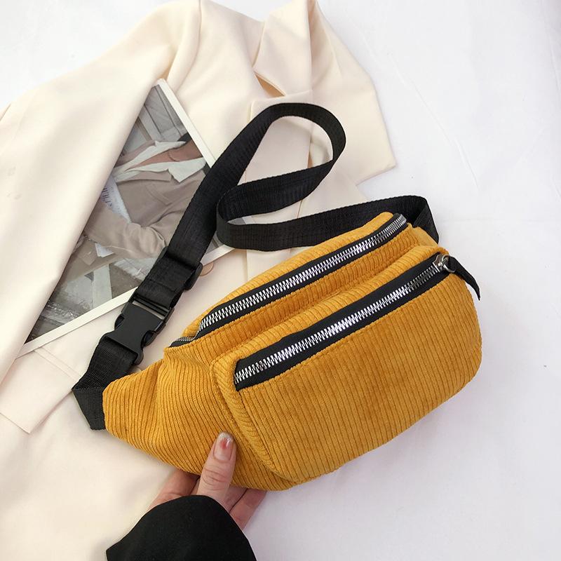 Corduroy Waist Bag Designer Zipper Chest Bag Sport Travel  Girl Waist Belt Bags Fashion Phone Waist Pack for Women