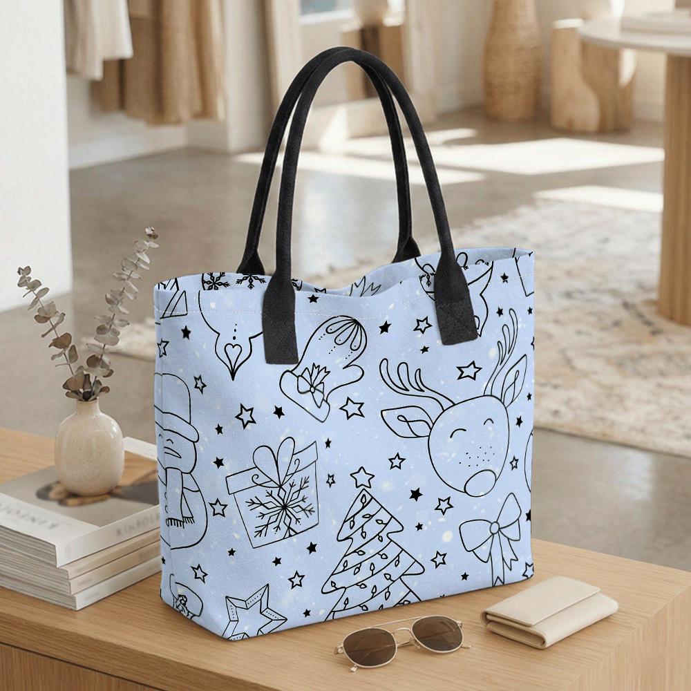  Cute Christmas Tote Bag Casual Winter Handbag for Daily Use