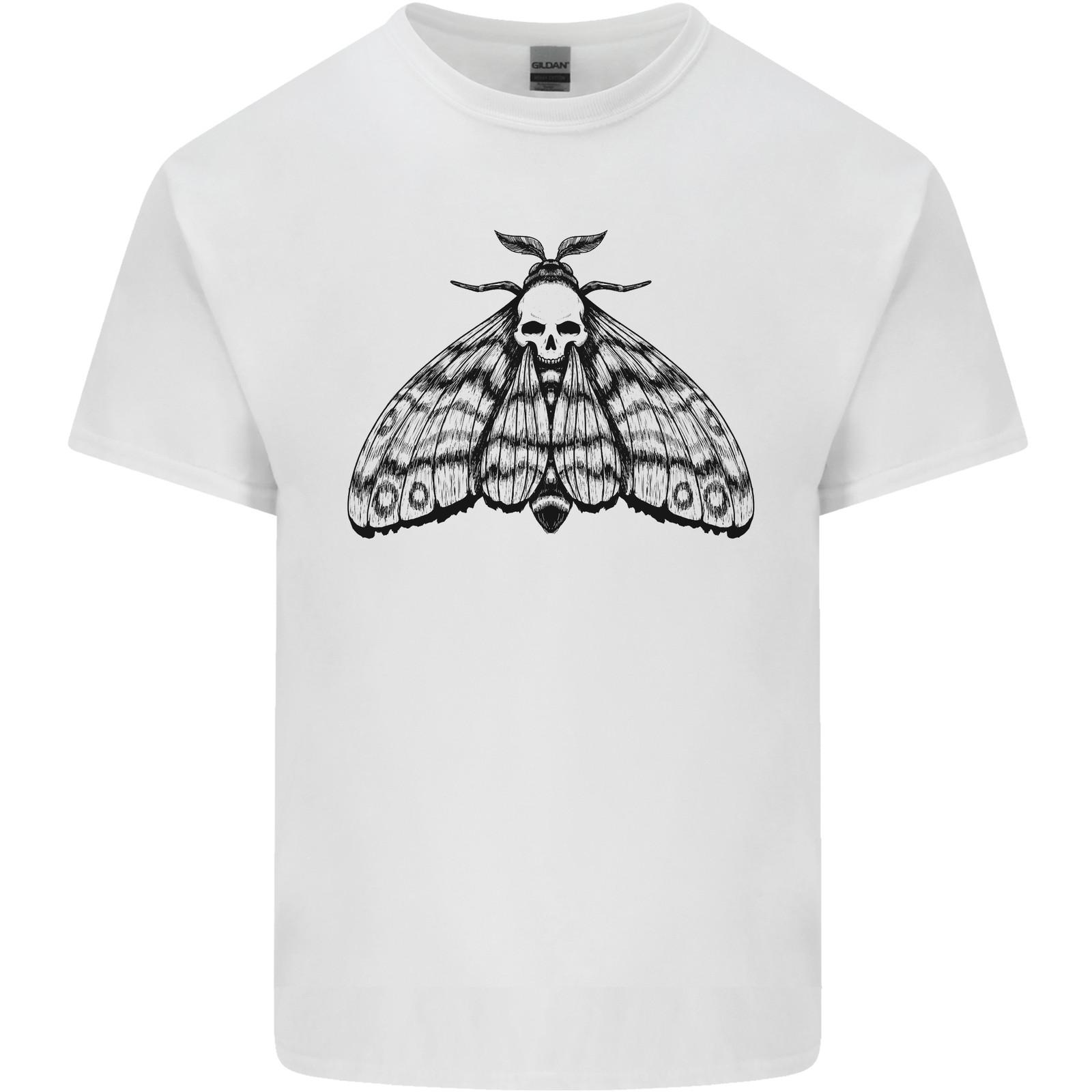A Gothic Moth Skull Mens Light Cotton T-Shirt XL