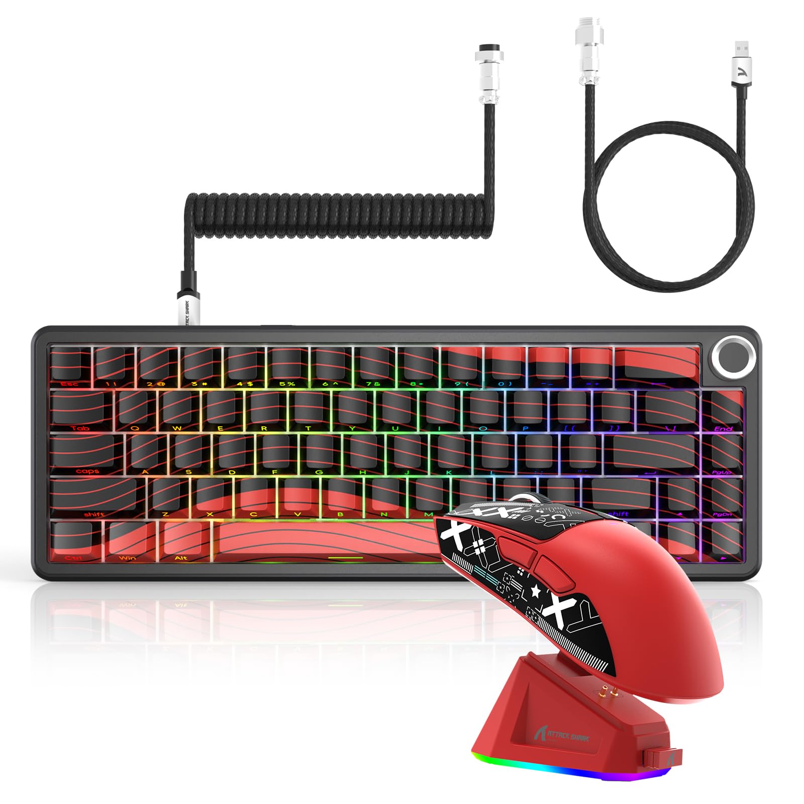 

ATTACK SHARK X65PRO HE Магнітна ігрова клавіатура X11 Бездротова миша Набір 8000 Гц Дротова Док-станція для заряджання в комплекті Підключення 63 г PBT Кейкапи Регульована