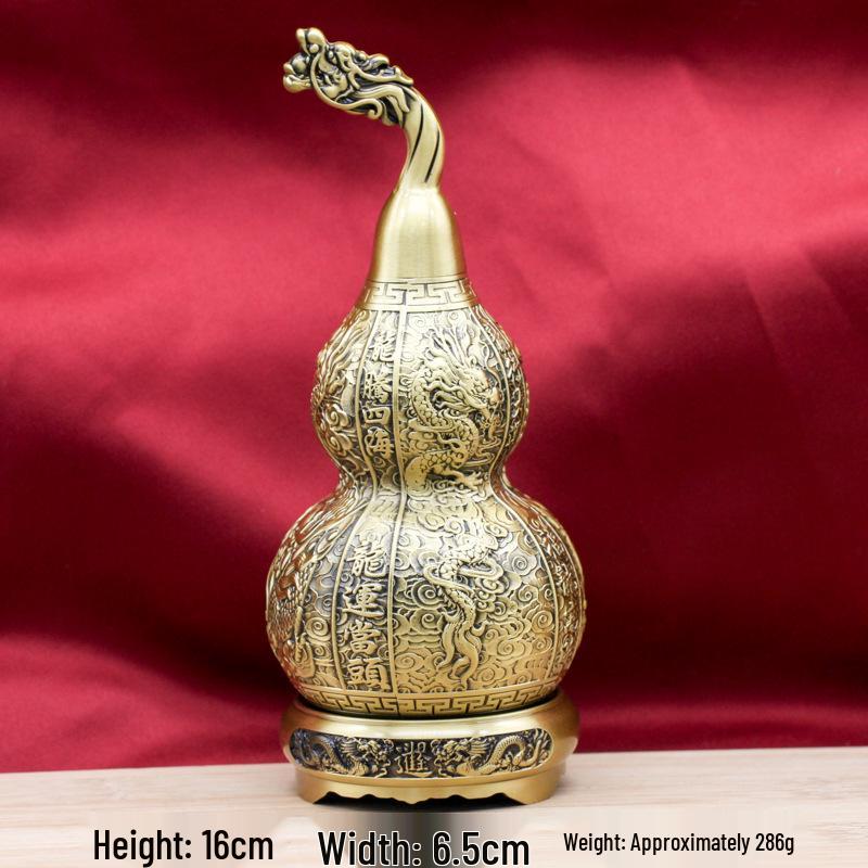 Brass Five Dragon Spinning Gourd Ornament for Home or Office Decor