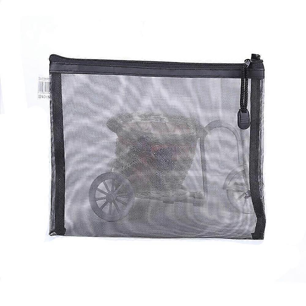 5PCS Black Zipper Lock Mesh Storage Bags Cosmetic Make Up Travel Organizer Bags