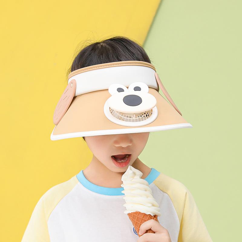 Children's hat cartoon cute sun hat summer outdoor travel sun protection hat rechargeable fan eaves empty top hat