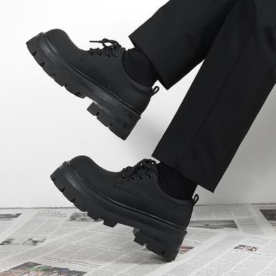 Thick-soled Heightening Shoes Derby Shoes, New Matte Casual Black British Leather Shoes