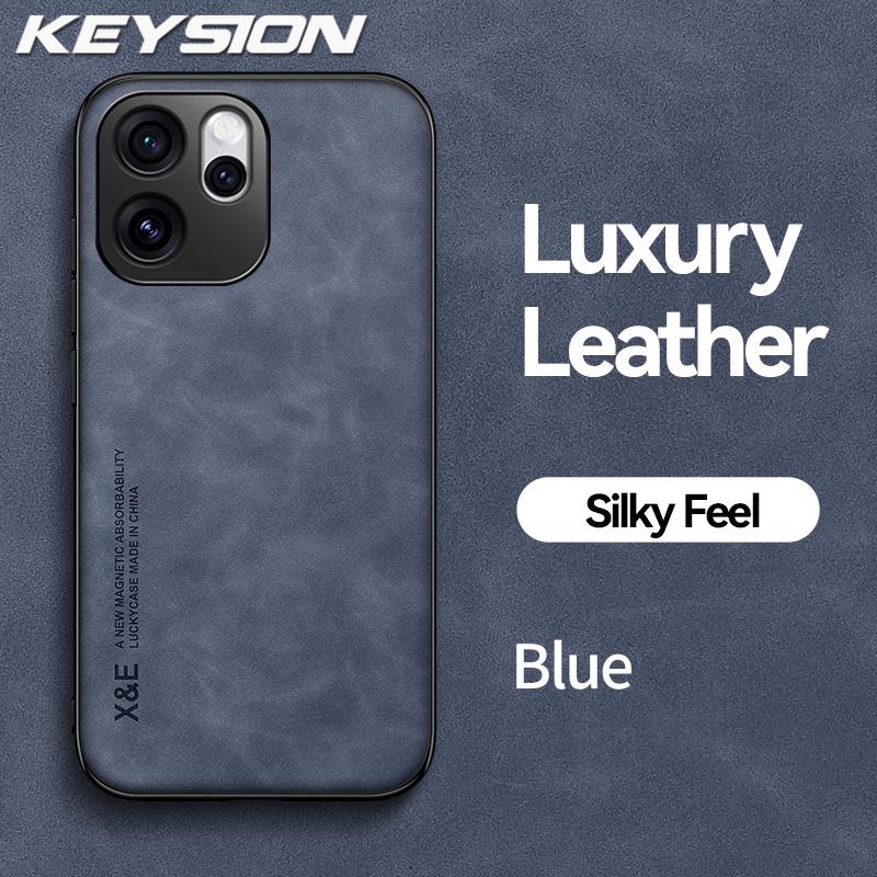 KEYSION Luxury Retro PU Leather Phone Case for OPPO Reno 15 Pro Max 5G Silicone+PC Shockproof Phone Cover for OPPO Reno15 F 5G