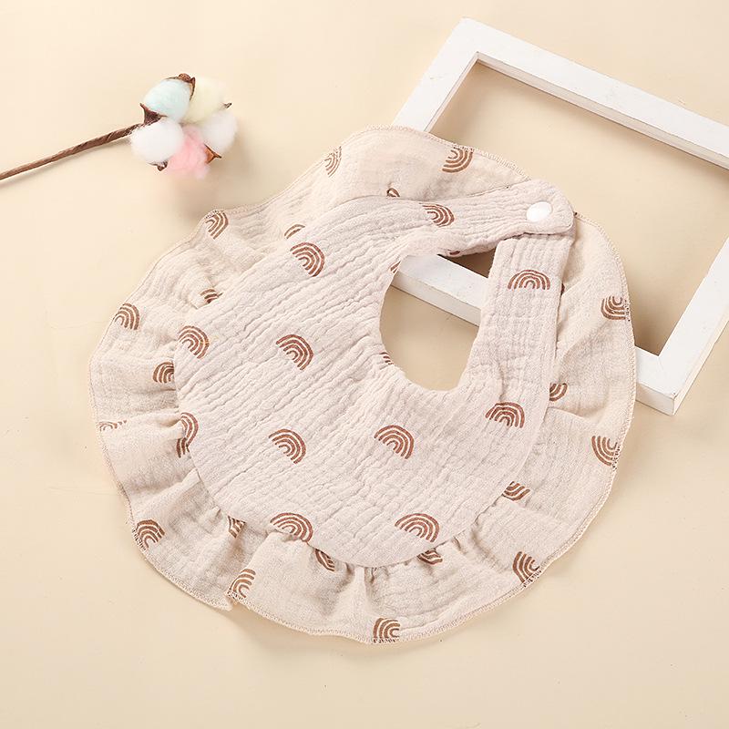 Cherry Rainbow Ruffle Edge Pure Cotton Baby Bib