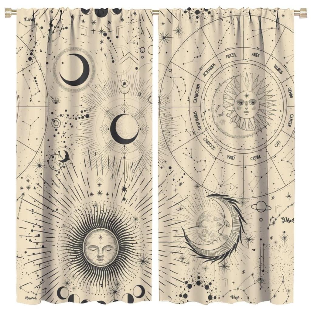 Měsíční závěsy Ložnice Obývací pokoj Vysoce zatemňující závěs Tepelně izolovaný Okno Obývací pokoj Dětský pokoj Závěsy 2 panely