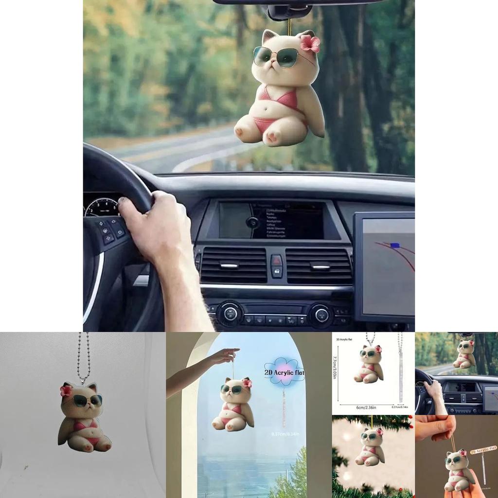 Stylish Acrylic Cat Bikini Car Pendant Unique Home Decor Accessory For Vehicles