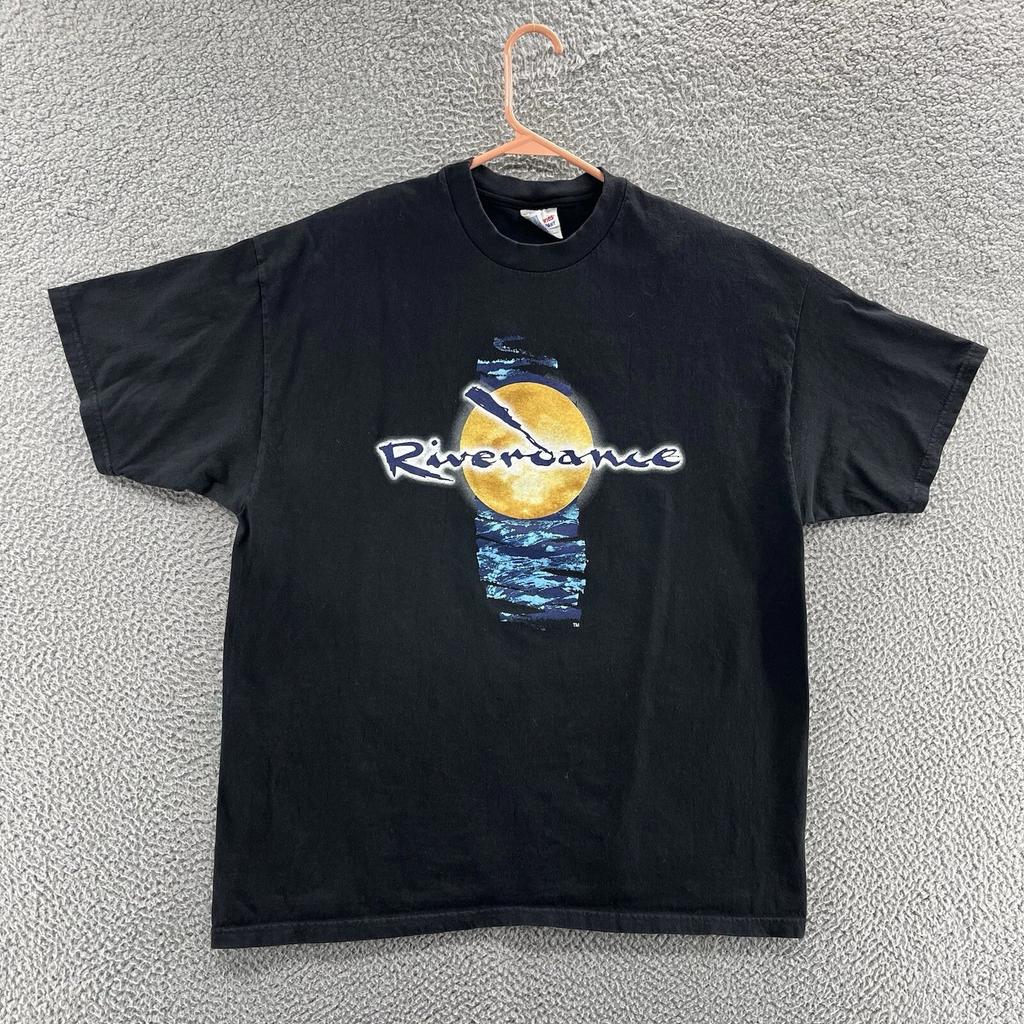 VINTAGE Riverdance T Shirt Men Extra Large Black Musical Theater Graphic 90s