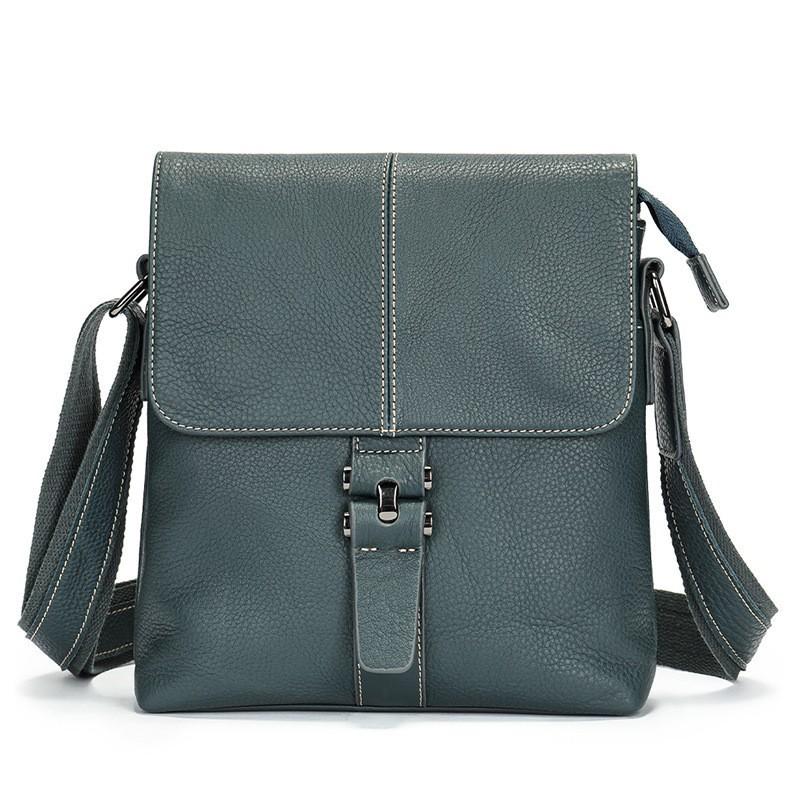 Men s Genuine Leather Shoulder Bag Business Casual Crossbody High-end Cowhide 22x6x25cm синий