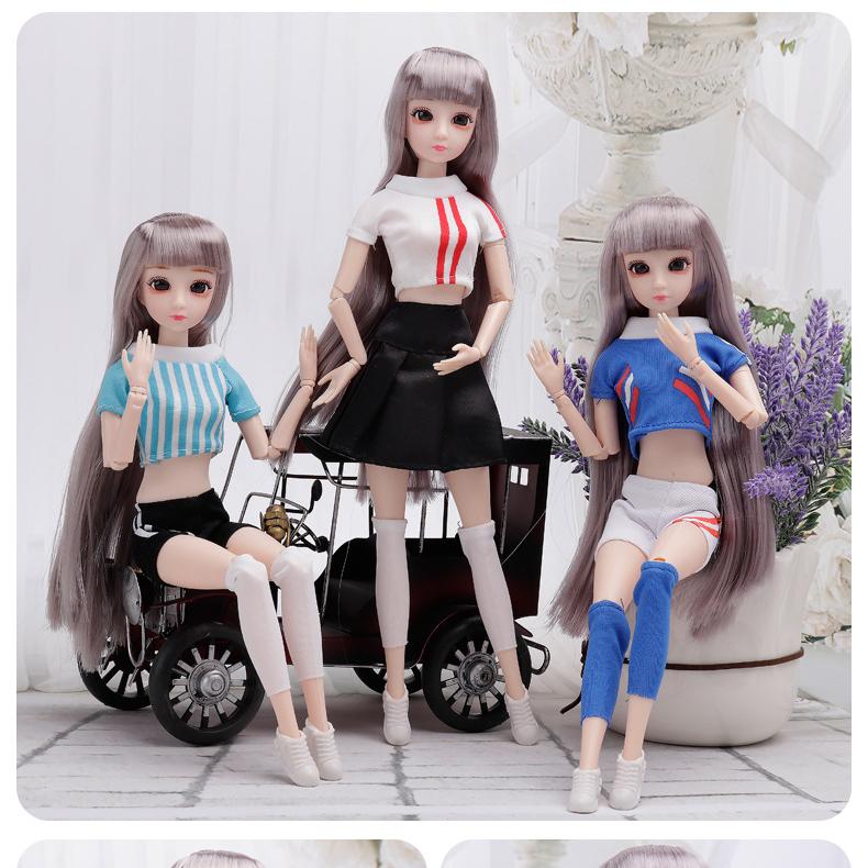 30CM Mini Bewegliche 20 Gelenk Puppe Mädchen Spielzeug 3D Große Augen BJD Prinzessin Volle Outfits Kleider Sammlung Kinder puppe Geschenk