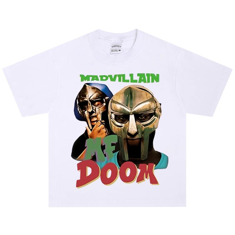 2026 MF Doom T-shirt Hip Hop Rap Mask Retro American Street Heavyweight Short Sleeve Vintage Trendy Comfortable S