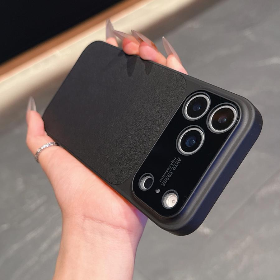 Case for iPhone 17 Pro Max Case Full Camera Protection Ultra Thin PU Leather Big Window Phone Case Minimalist Design for iPhone 16 15 14 13 12 11