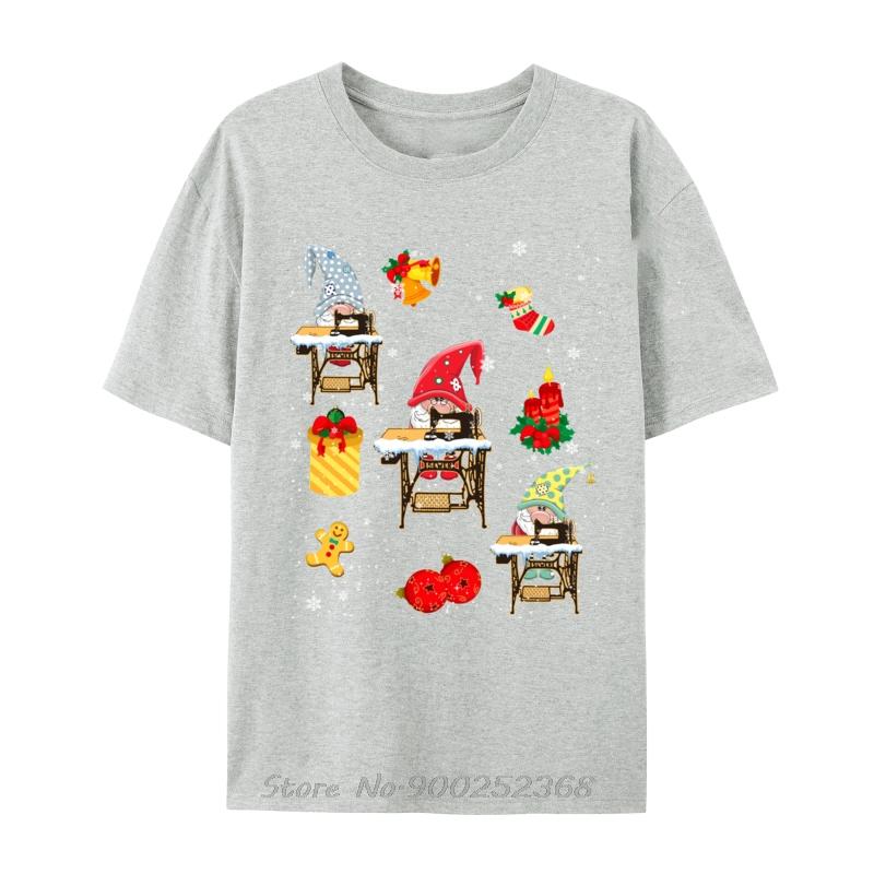 Cute Sewing Gnomes Funny Christmas Gnomes Sewing Quilting Printed TShirt Unisex Summer Graphic T Shirt Oneck Oversized Tshirt S